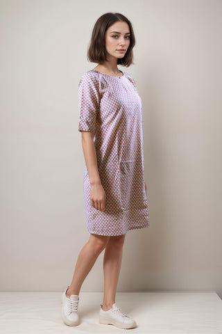 Patterned Cream Tunik Dress