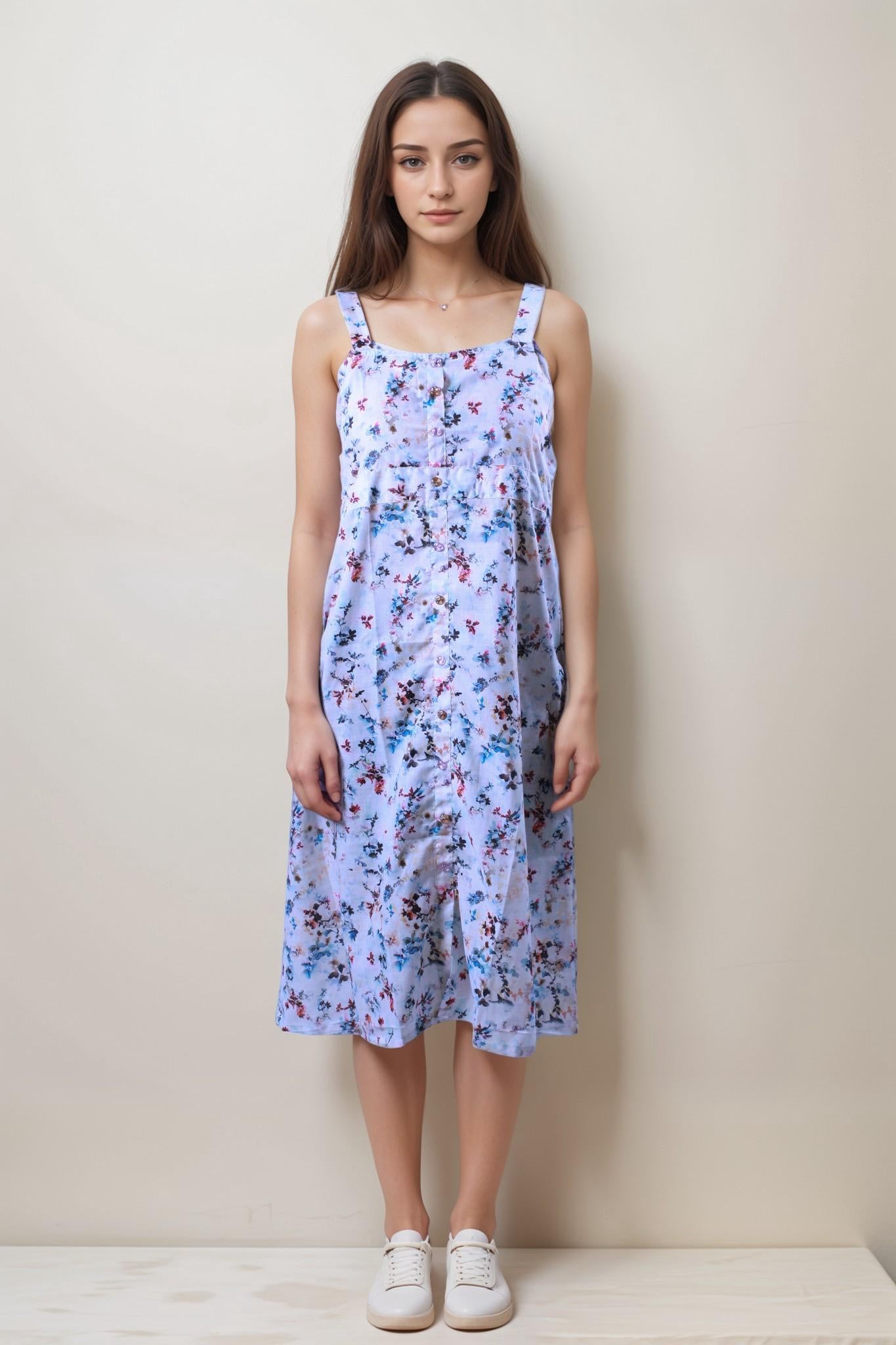 White Floral Cotton Dress