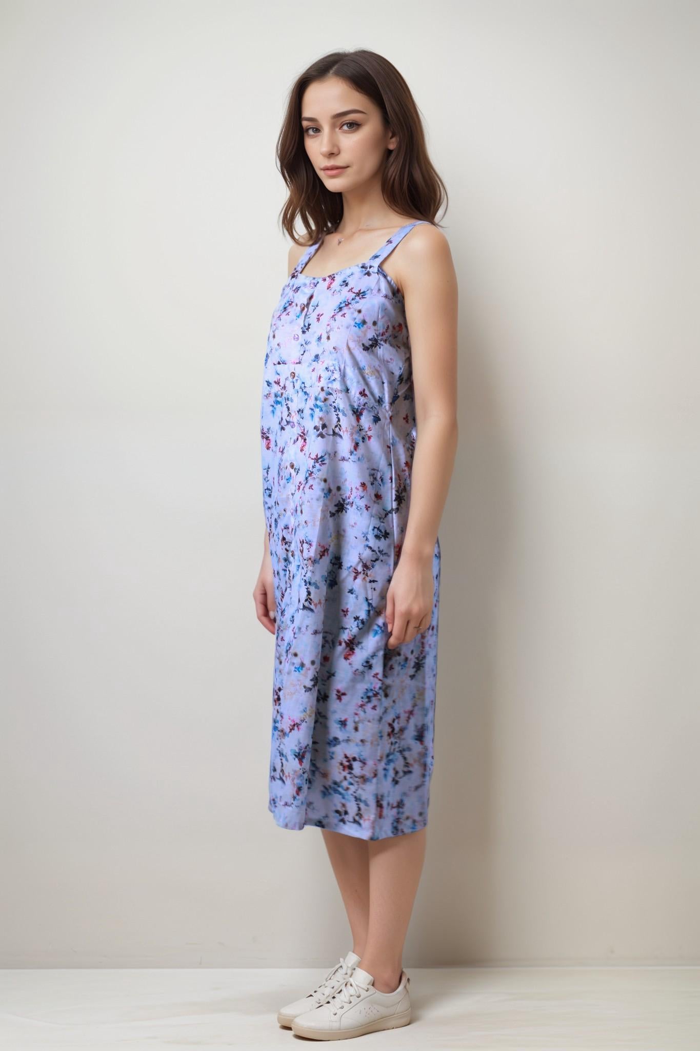 White Floral Cotton Dress