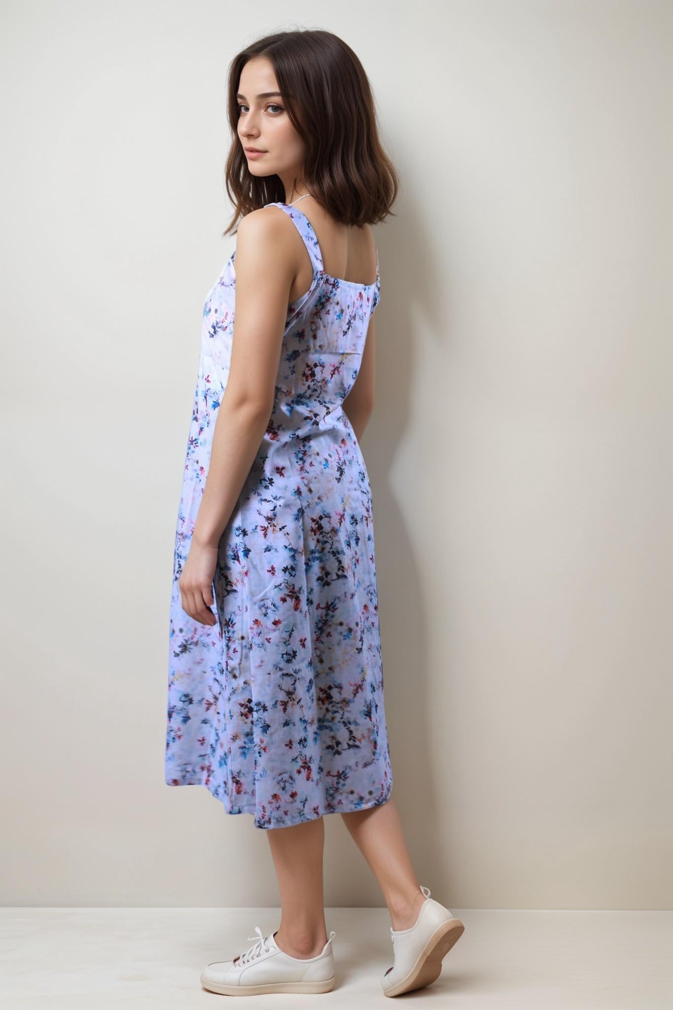 White Floral Cotton Dress