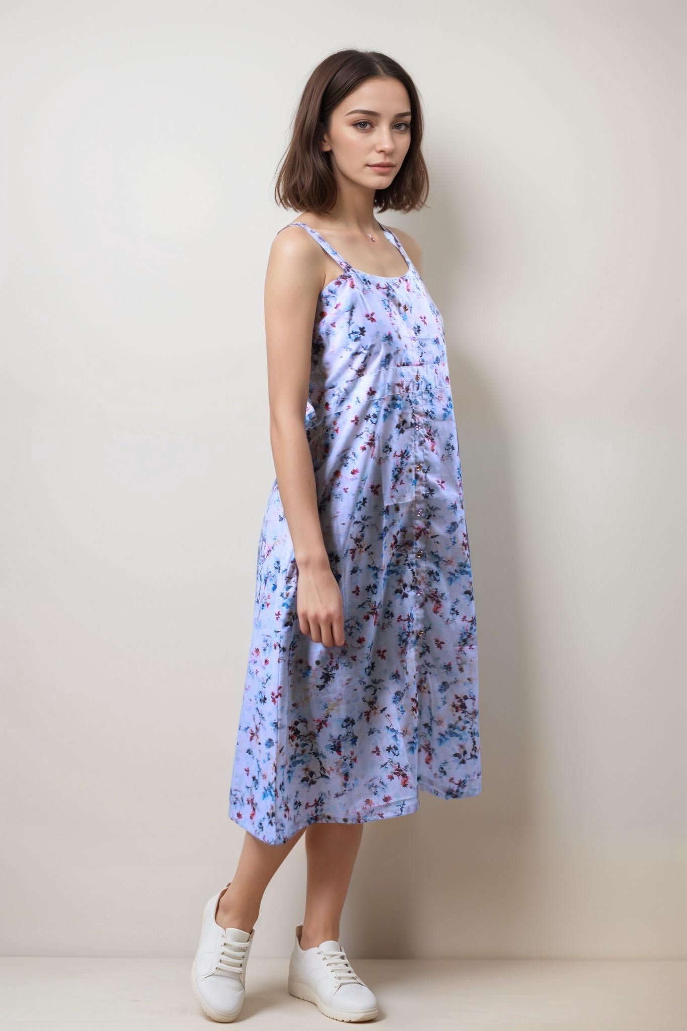 White Floral Cotton Dress