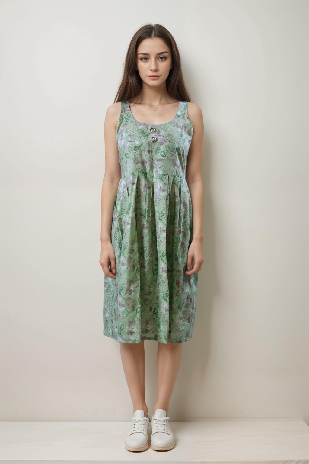 Olive Green Summer Cotton Dress