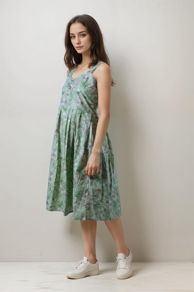 Olive Green Summer Cotton Dress