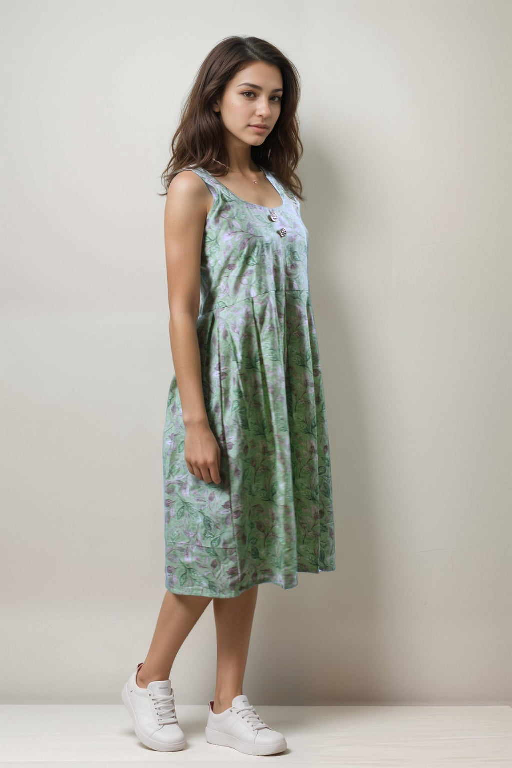 Olive Green Summer Cotton Dress
