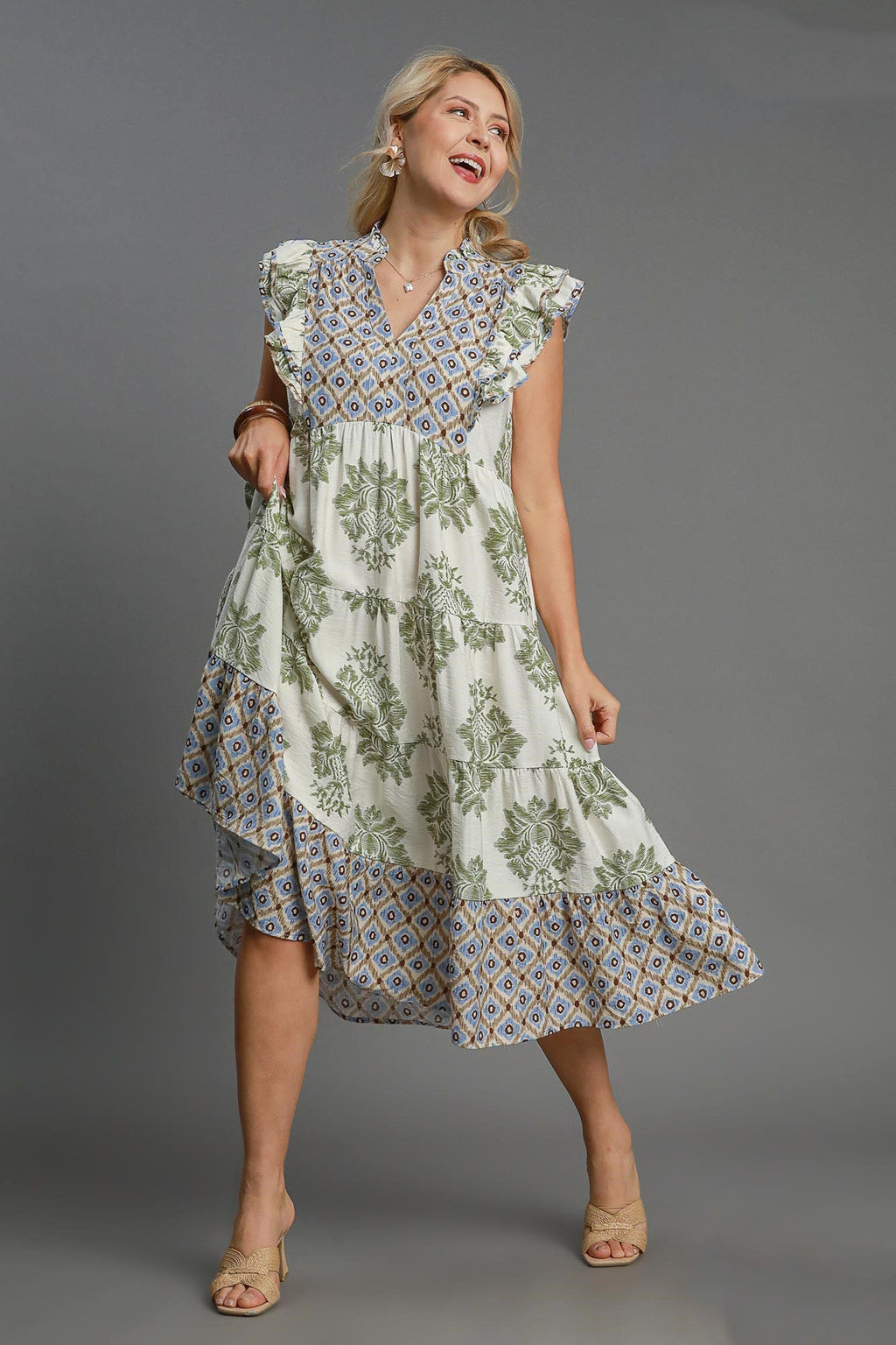 Chic Plus Size Ruffle Midi Dress