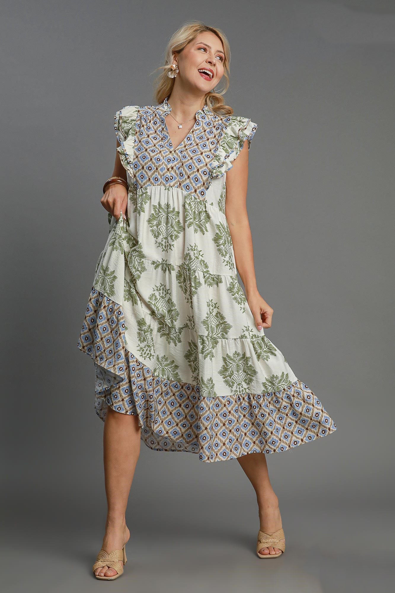 Chic Plus Size Ruffle Midi Dress