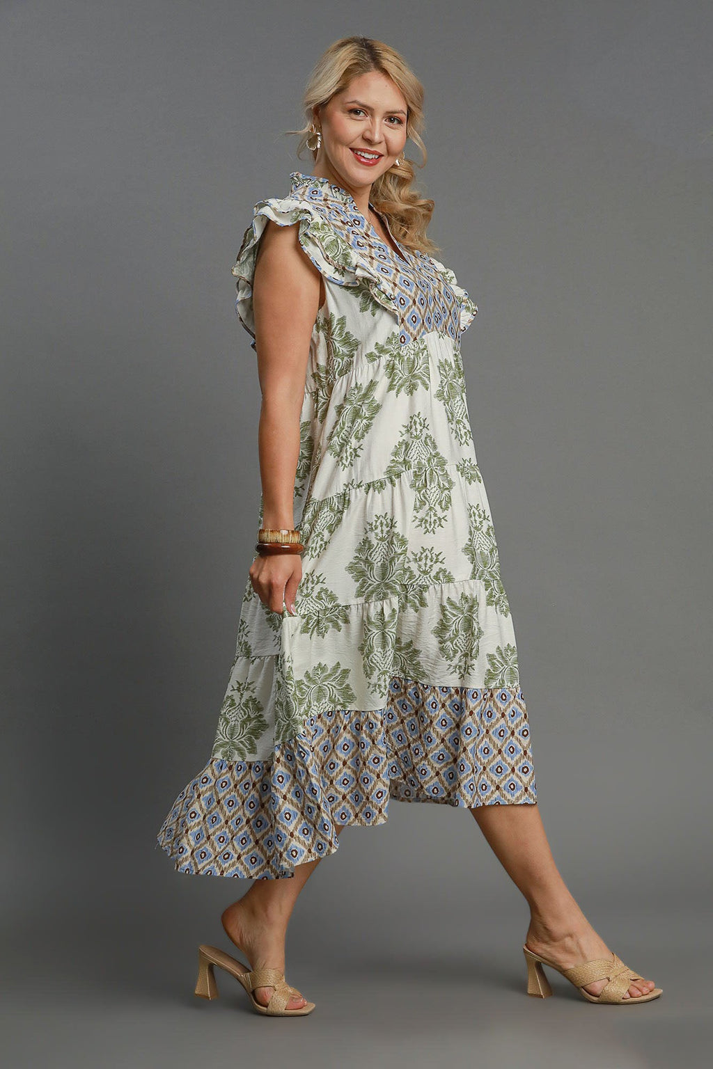 Chic Plus Size Ruffle Midi Dress