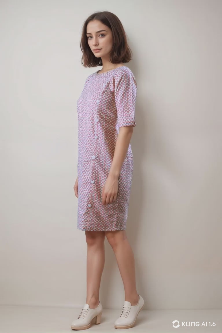 Patterned Cream Tunic Dress