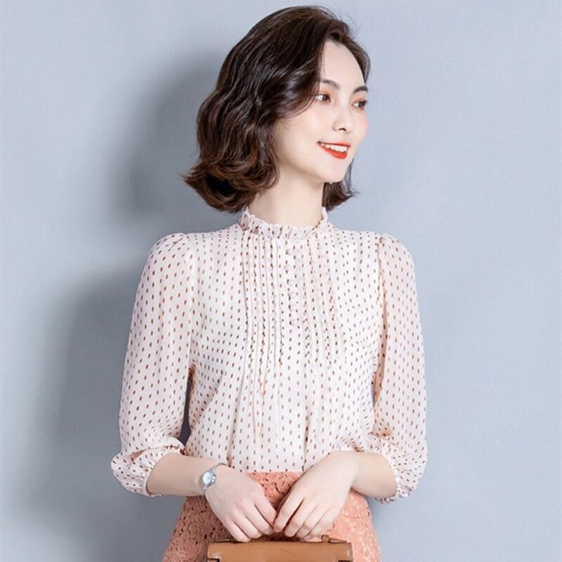 Casual Polka Dots Chiffon Blouse